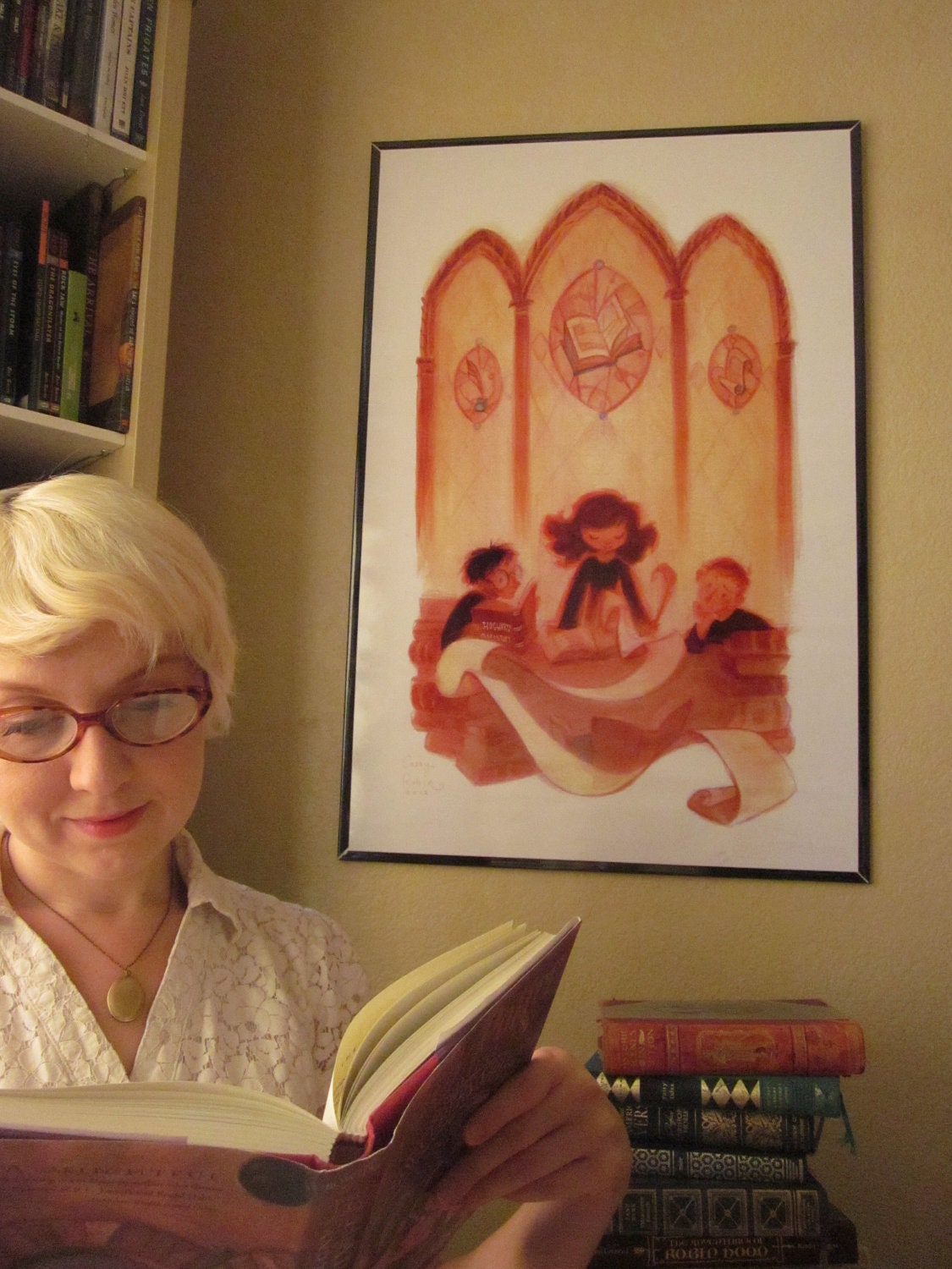 At the Library LARGE 24x36 Wall Art