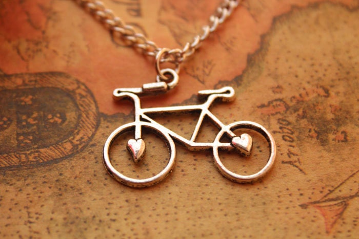 bike necklace,retro silver love bike,alloy necklace---N051 - fabuloustime