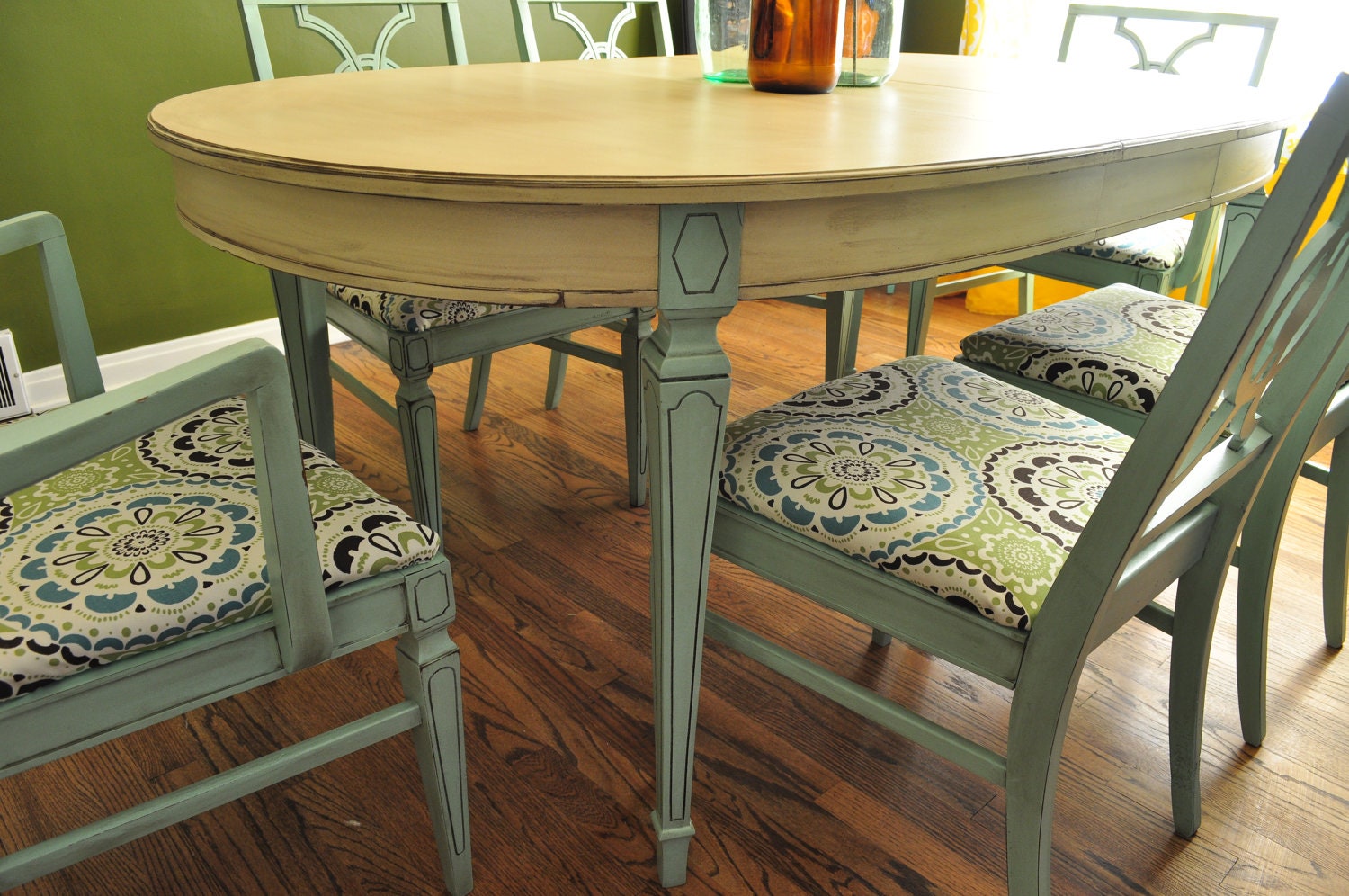 Painted Dining Room Table With An Inlay