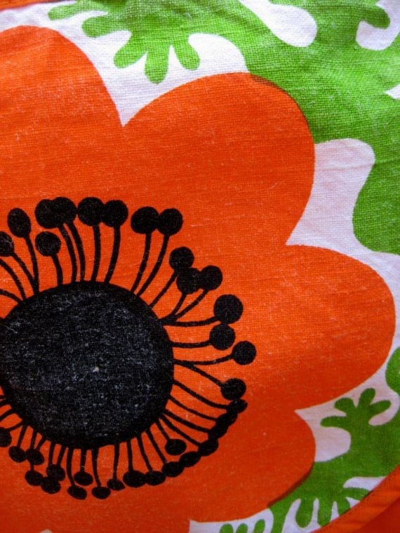Vintage Mid Century Orange Pinafore Apron