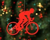 Speedy Guy Road Bike Rider Red Bicycle Christmas Tree Ornament