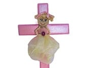 Cruz with doll,use as Centerpiece, Cake toper , Decor. Kids party, Baptism, Confirmation, Christianity, Christmas, 1st communion, Birthday