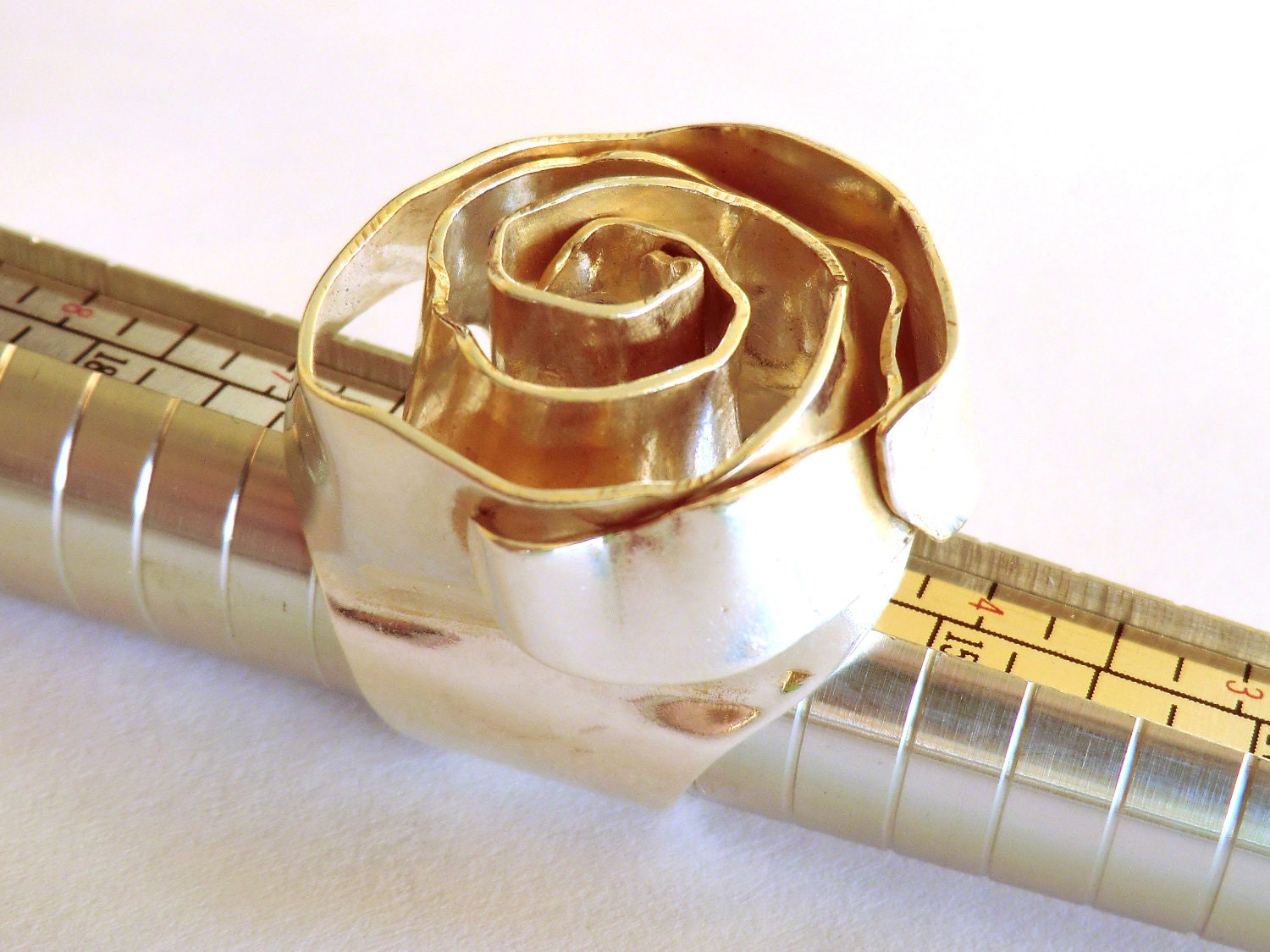 OOAK Rose ring, silver plated ring, bronze ring, handmade ring.