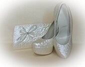 Handmade Wedding Bridal Platform Shoes and Purse Set Eco Leather