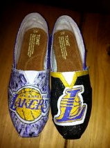 LA Lakers Las Angeles Lakers Hand Painted Toms shoes Custom made