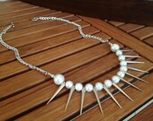 Pearl and Spike Silver Necklace