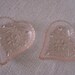 Vintage Pair Pink Heart Tiara Sandwich Glass Bridge Nut Dish, Trinket Dish, Pin Dish, Indiana Glass Co.