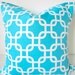 THROW PILLOW COVER 16x16 Decorative Throw Pillows 16 x 16 Aqua Blue Turquoise pillow Covers Home and Living