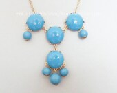 Sky Blue.Light Blue   4 beads Bubble Statement Necklace