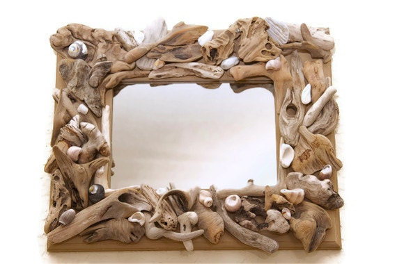 Driftwood Mirror with Seashells