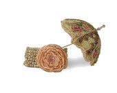 Beige Flower Fabric Bracelet, Unique Jewelry