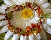 Boho chic, Bohemian, Hippie chic, Beachy -FALLING LEAVES- 3 Strand  beaded bracelet