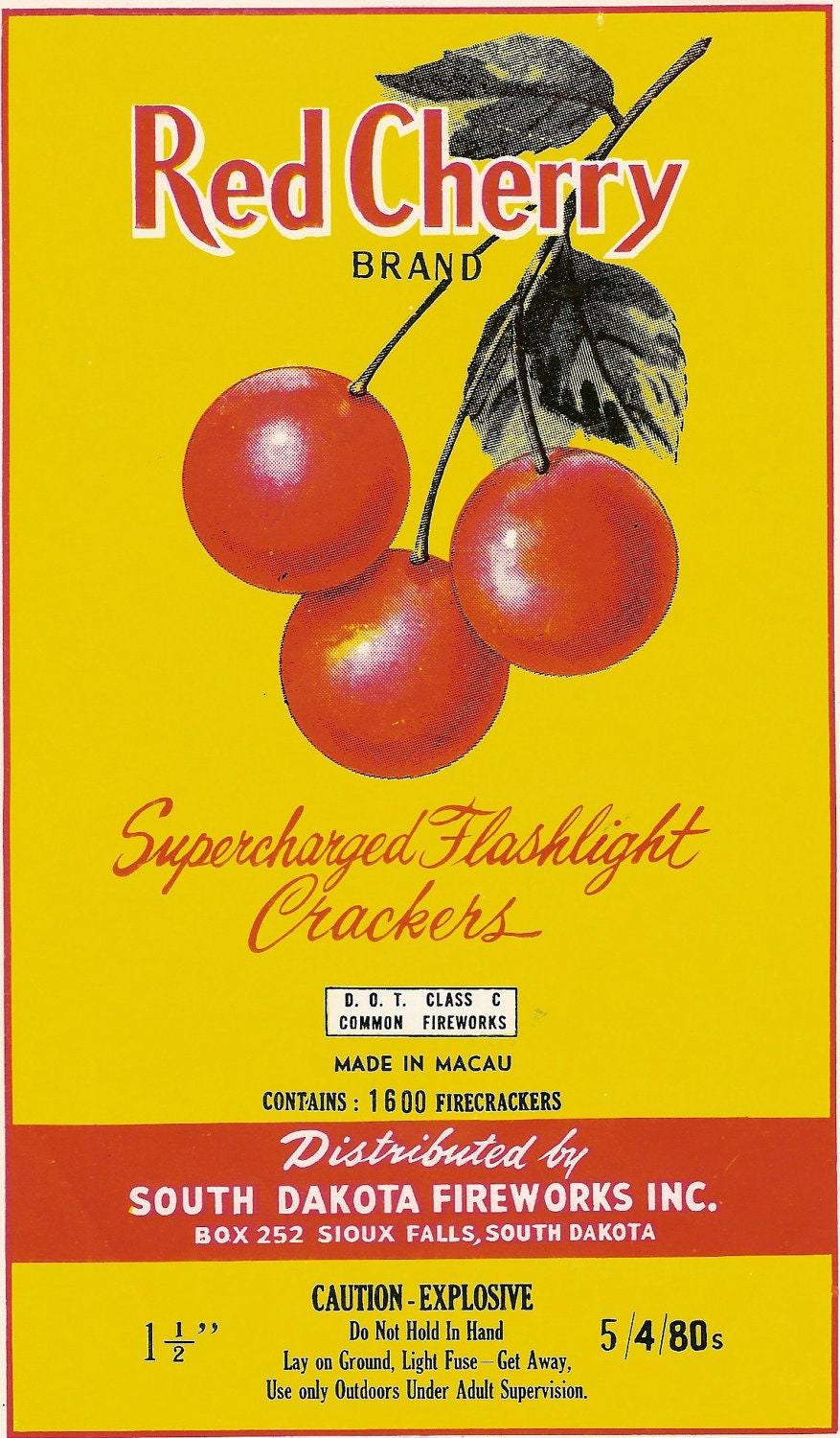 Vintage Cherry Crate Fruit Label Cherries Quilting Fabric Block Cherries, Fruit and Crates