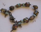 Stunning Bronze tone and blue bead  Boho Bracelet great Christmas or Birthday gift idea