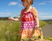Twirl Dress - Capped Sleeves -  Tangerine - Candy Apple Green - Purple Grape - Bold Colors - Sizes 12m, 18m, 2T, 3T