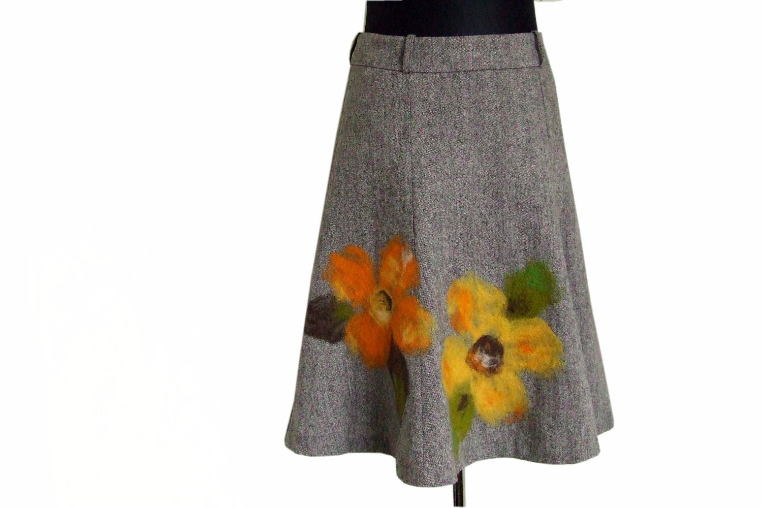 Upcycled Clothing. Upcycled Skirt. Recycled Clothing. Flowers Dry Felt. Romantic