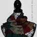 Scarf pleated ruffle material in alternating stripes of silver teal burgundy red gold and brown collar
