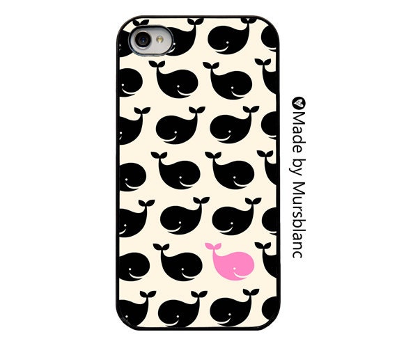 Iphone Case. Pink Whale, Under the sea, Fish, Ocean, Pink and black, cute, aquatic, gifts for her, girly