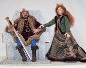 FREE S & H   King Arthur and Queen Guinevere  of Camelot   OOAK pure sculpt art dolls