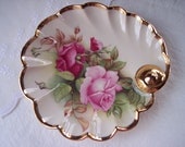 Bone China Vintage Rose Dish Scalloped Shell Shape Tolpin Art Studio Shabby Chic For the Love of Roses Romantic Cottage Chic Feminine