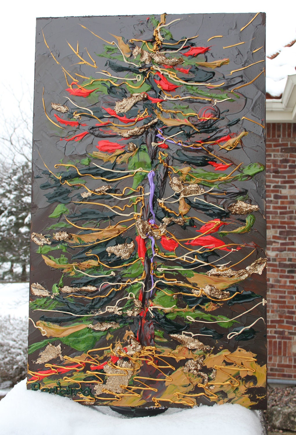 Spirit - Holiday Impasto Painting with Colorful Christmas Tree