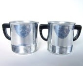 Vintage Chrome Cream & Sugar Set -Children's Toy- Pretend Aluminum Kitchen Accessories