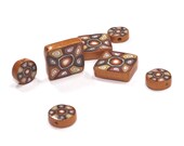Unique beads in brown, gold, bronze and black, Polymer Clay set of beads, elegant flat beads in different shapes, set of  7
