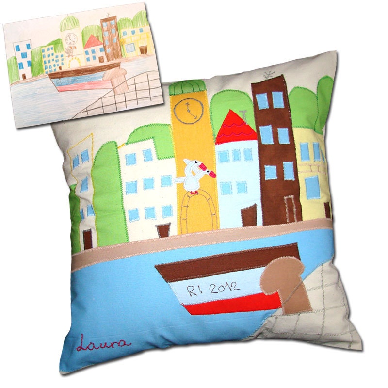 Your Child's drawing on the pillow Case - Kids Pillow Personalized Pillow Case Cushion - DreamsGuardian
