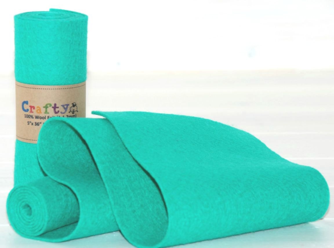 Wool Felt  Roll - 100% Wool Felt Roll 5" x 36" - Wool Felt Color Teal-7 - European Felt
