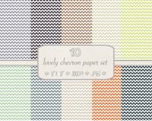 INSTANT DOWNLOAD // Digital Scrapbook Paper Pack // Lovely Chevron Stripes // Blue, Green, Yellow // jpeg files // 300 DPI Il_170x135