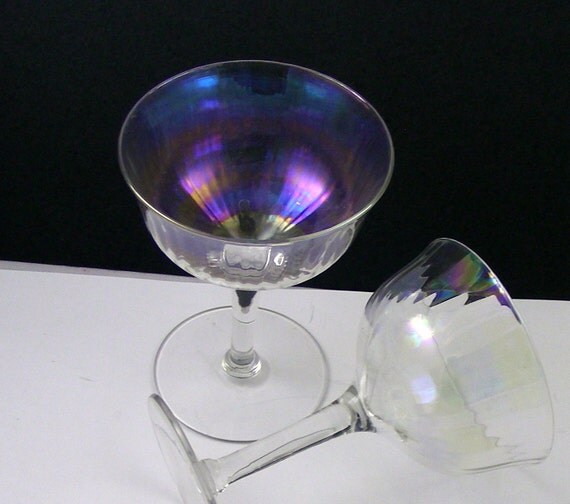 Two Fostoria Iridescent Rainbow Champagne/Sherbet by ZeldasCottage