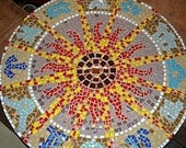 handmade mosaic astrological signs and sun tabletop round astrology reclaimed,rejuventated