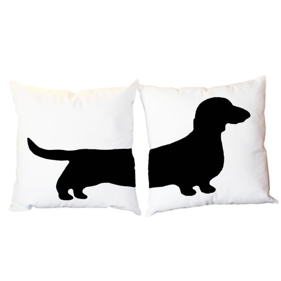 2 Modern Dachshund Pillows - Wiener Dog Home Decor