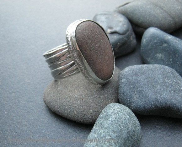 Ring,  thick textured sterling silver ring band,  rippling water and beach pebble design, handmade,  simple one of a kind, size 6 & 3/4