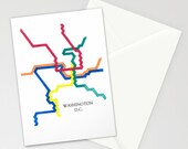 Colorful Art Stationery - Washington D.C. Subway - Washington D.C., Greeting Card, Subways, Notecard, Art Stationery, Original artwork