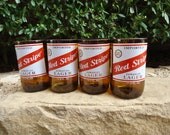 Recycled Red Stripe Beer Bottle Glasses  Set of 4