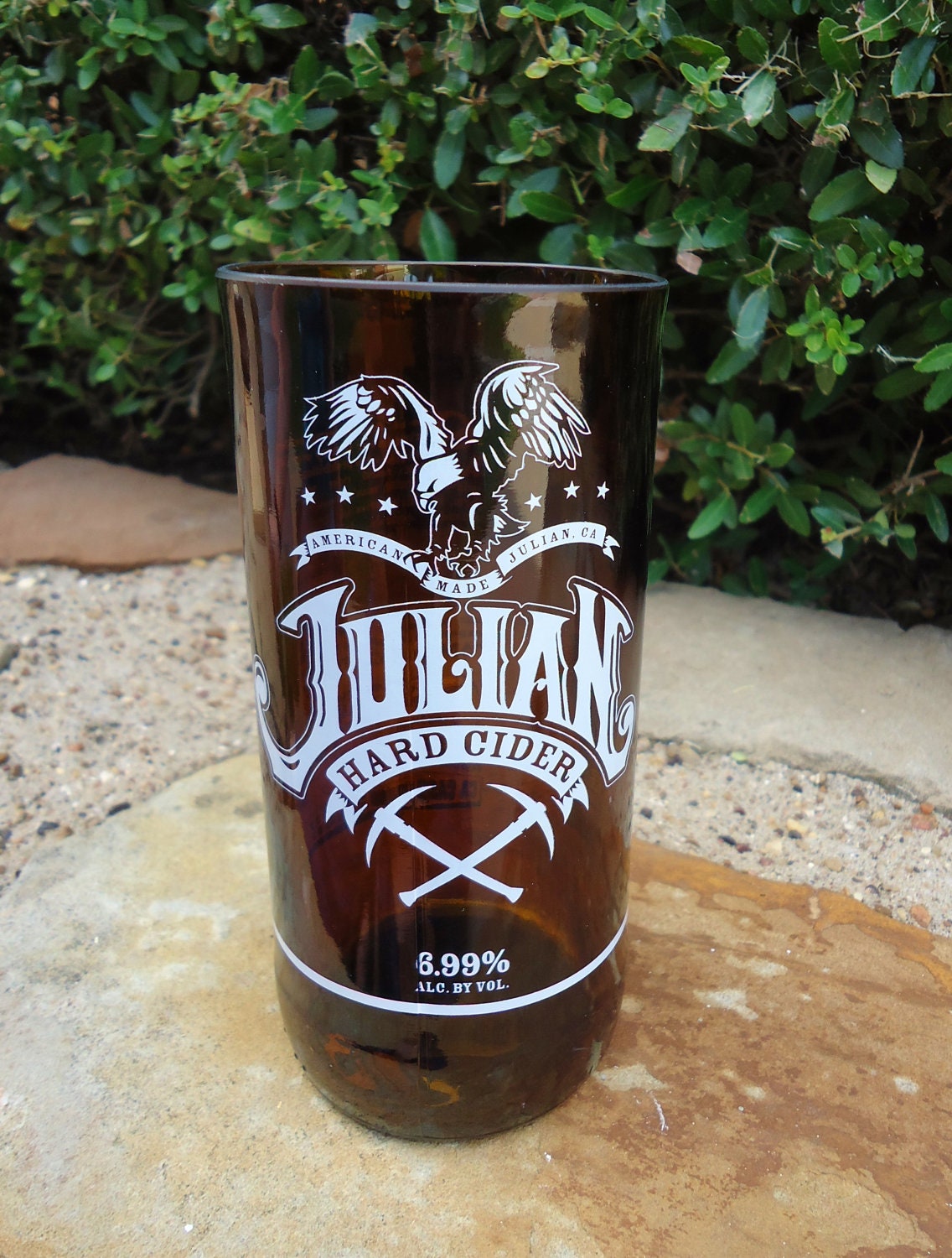 RARE Recycled Beer Bottle Glass from a Julian Hard Cider Bottle