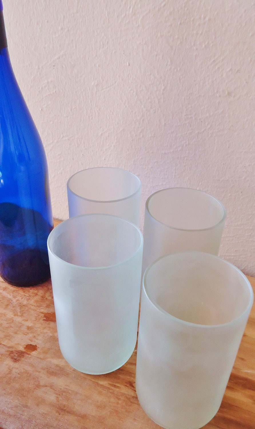 Frosted Glass Tumblers made from Recycled Wine Bottles Set of 4 SALE NOW 20% OFF