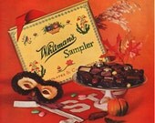Vintage 1959 Whitmans Chocolates print Ad Halloween Fall Autumn theme Thanksgiving