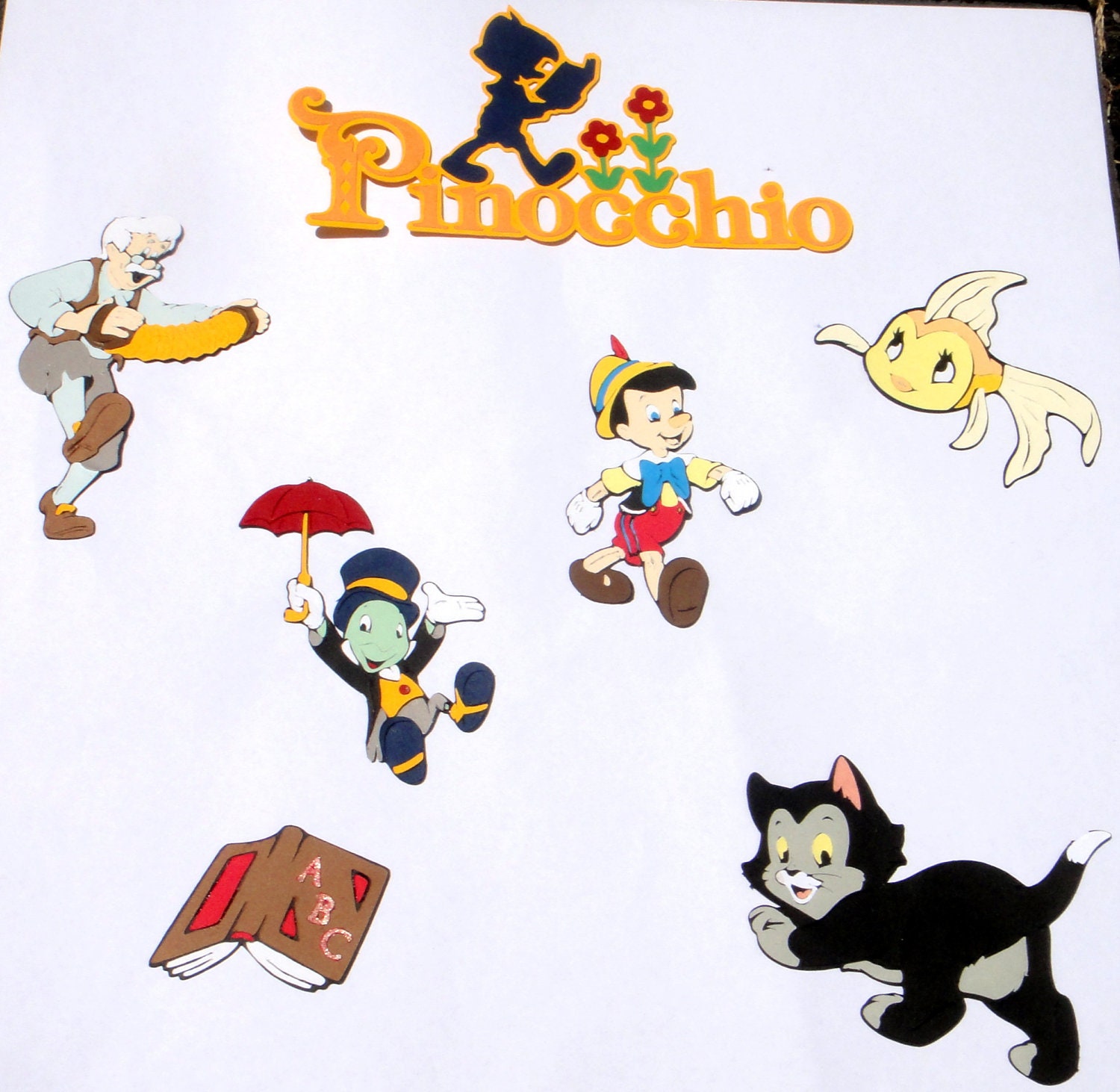 Disney Inspired Pinocchio Die Cut set, Scrap booking Embellishment