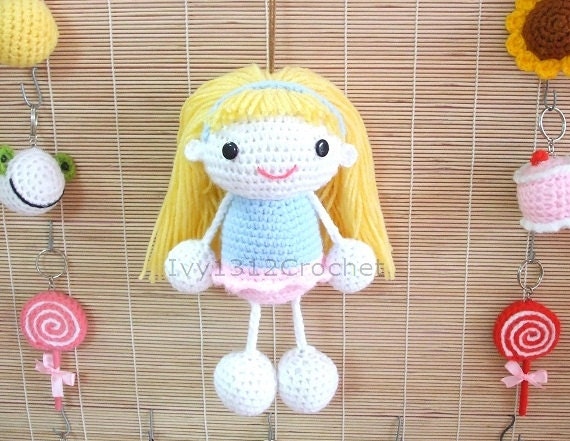 Baby Girl 7.48" - Handmade Amigurumi crochet doll Home decor birthday gift Baby shower toy