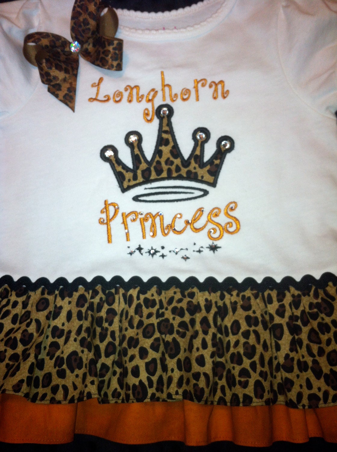 Longhorn Princess - Leopard Ruffle Butt Onesie or Shirt