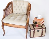 Tan French Chair, Accent Chair, Living Room Chair, Upholstered Chair, Louis XVI Chair, Barrel Back Chair