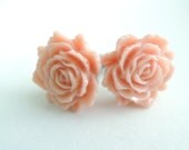 Peach Pink Earrings Coral Blush Rose Posts Wedding Jewelry Coral  Neutral Flower Color Garden Inspired Shabby Chic Summer Rose Earrings