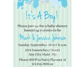 It's A Boy Striped Baby Shower Invitation- Custom Digital File