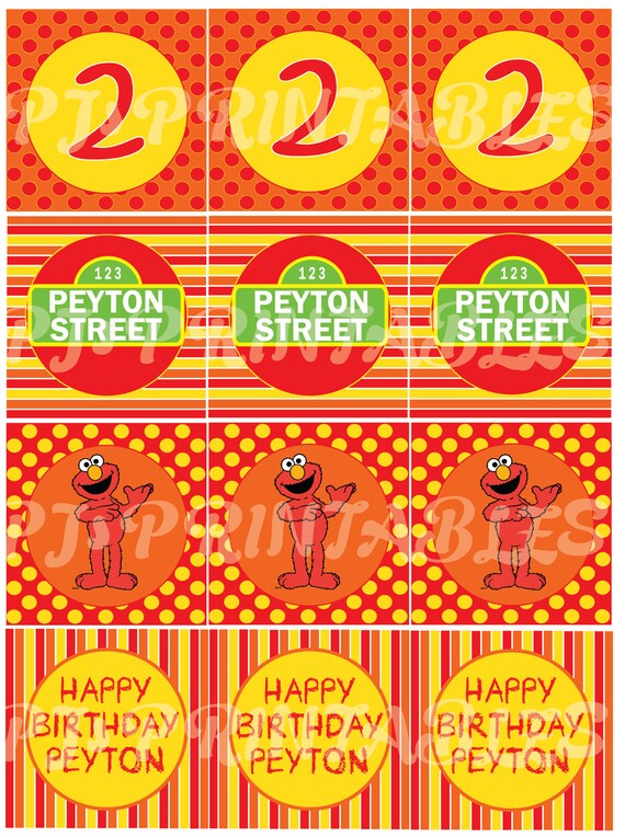 Elmo & Sesame Street inspired Cupcake Toppers- Customized Digital File Il_570xn