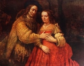 Rembrandt Van Rijn, The Bridal Couple, Dutch Painting Masterpiece, 1952 Print, Love, Marriage, Husband and Wife - APaperReverie