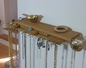 Jewelry Organizer Hanger Stacked Wood Honey Oak Rustic