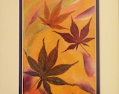 Original Pressed Flower Art Maple Leaves Mixed Media Oshibana Abstract  Framed Art Wall Decor Real Flower Artwork