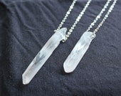 rough raw rock crystal point necklace-rough raw quartz crystal necklace-clear quartz point necklace-rough gemstone necklace